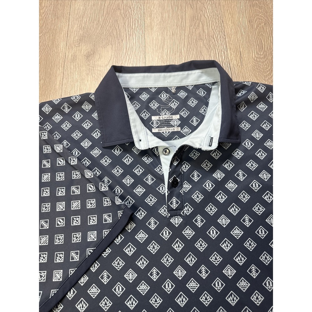 Swannies Golf Polo Shirt Mens XL Extra Large All Over Print Blue